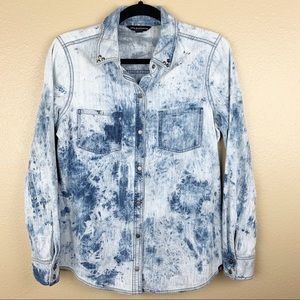 Rock & Republic Tie Dye Chambray Studded Shirt